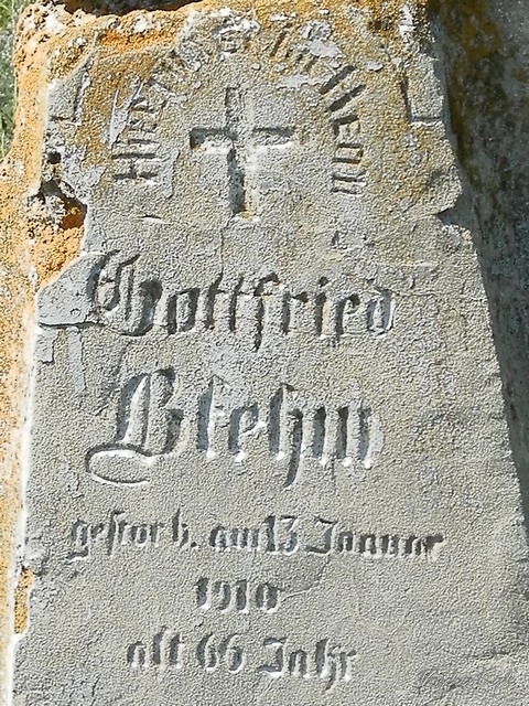 Gottfried Blehm marker in Wiesenfeld Volga Russia