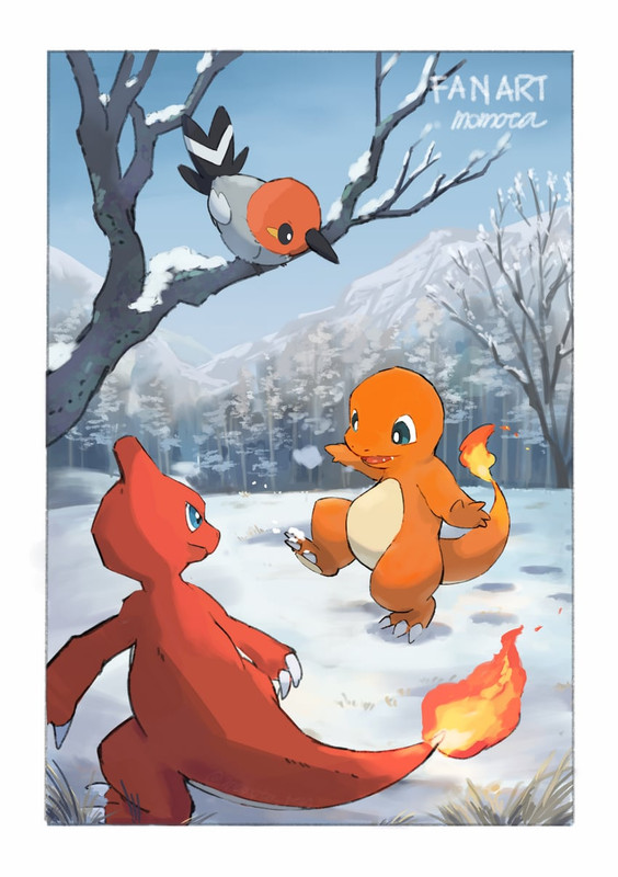 charmander-fletchling-and-charmeleon-pok