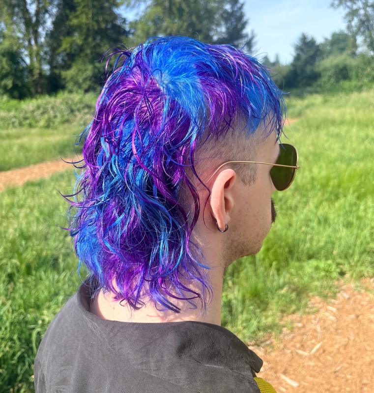 Another view of my partner's freshly dyed hair