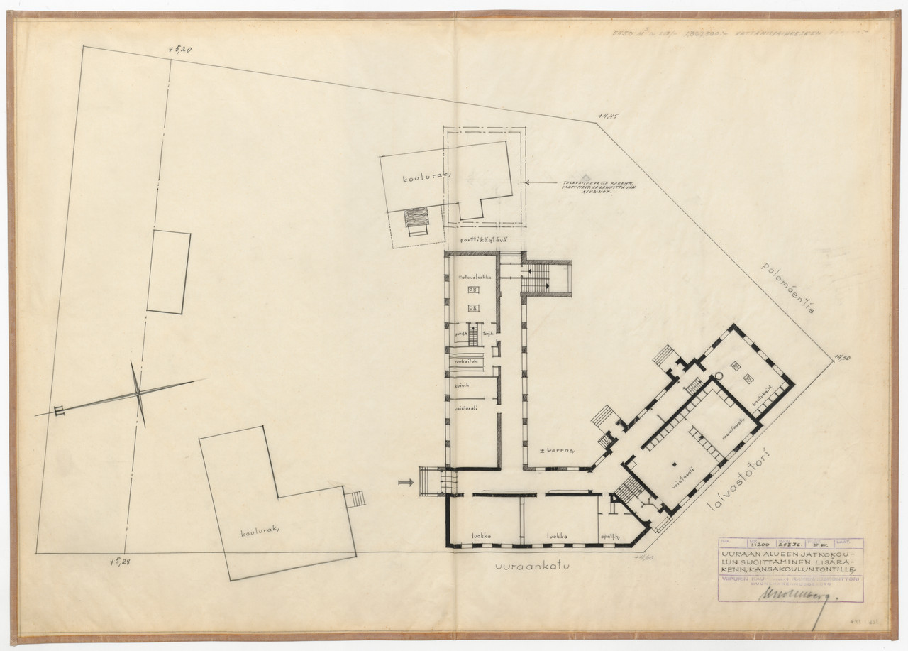 Viipurin maistraatin arkisto Icb 197 Uuraan jatkokoulun sijoittaminen kansakoulun tontille paapiirus