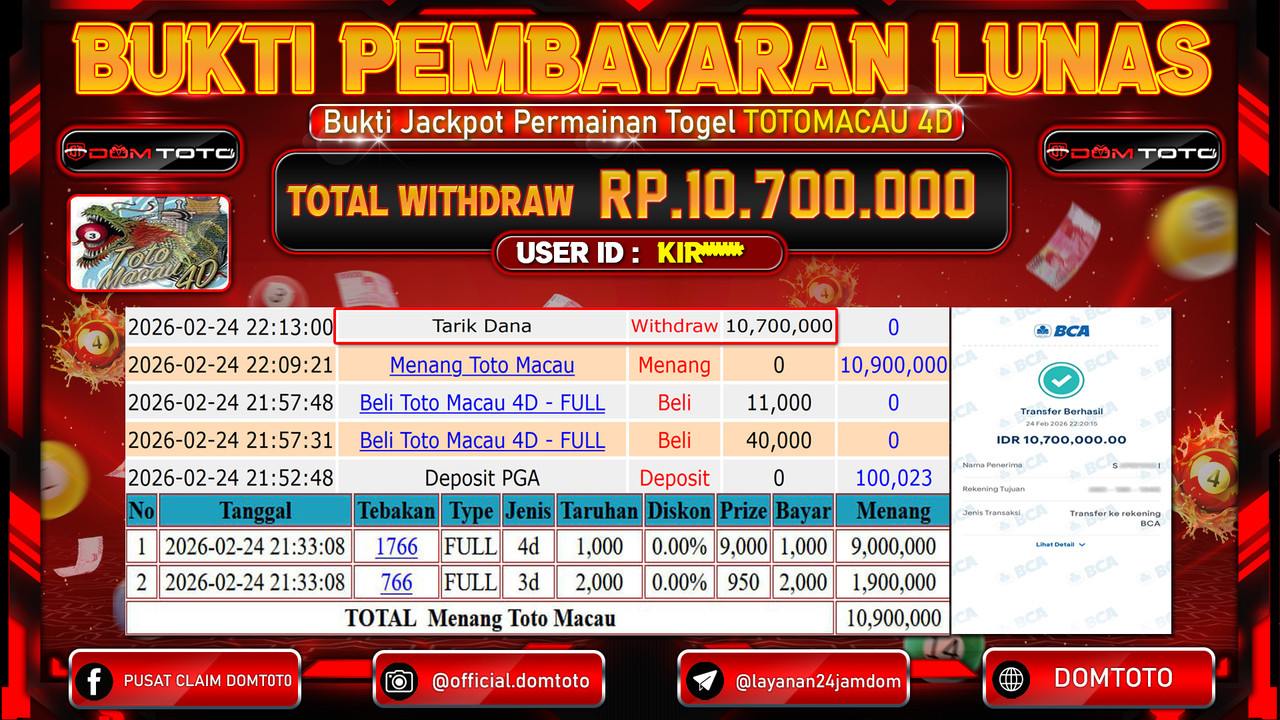 JACKPOT TOGEL TOTOMACAU 4D 24 FEBRUARI 2026