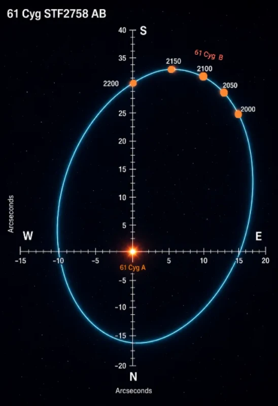esquema de la �rbita de la binaria 61 Cygni