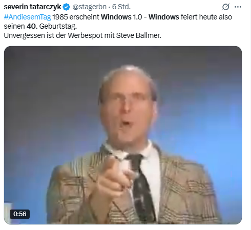 Steve Ballmer stellt Windows 1.0 vor