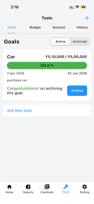 Manage and Edit Goals
