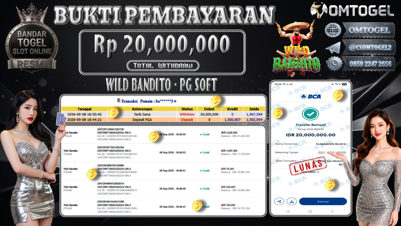 OMTOGEL JACKPOT PG SOFT WILD BANDITO Rp.20,000,000,- DIBAYAR LUNAS