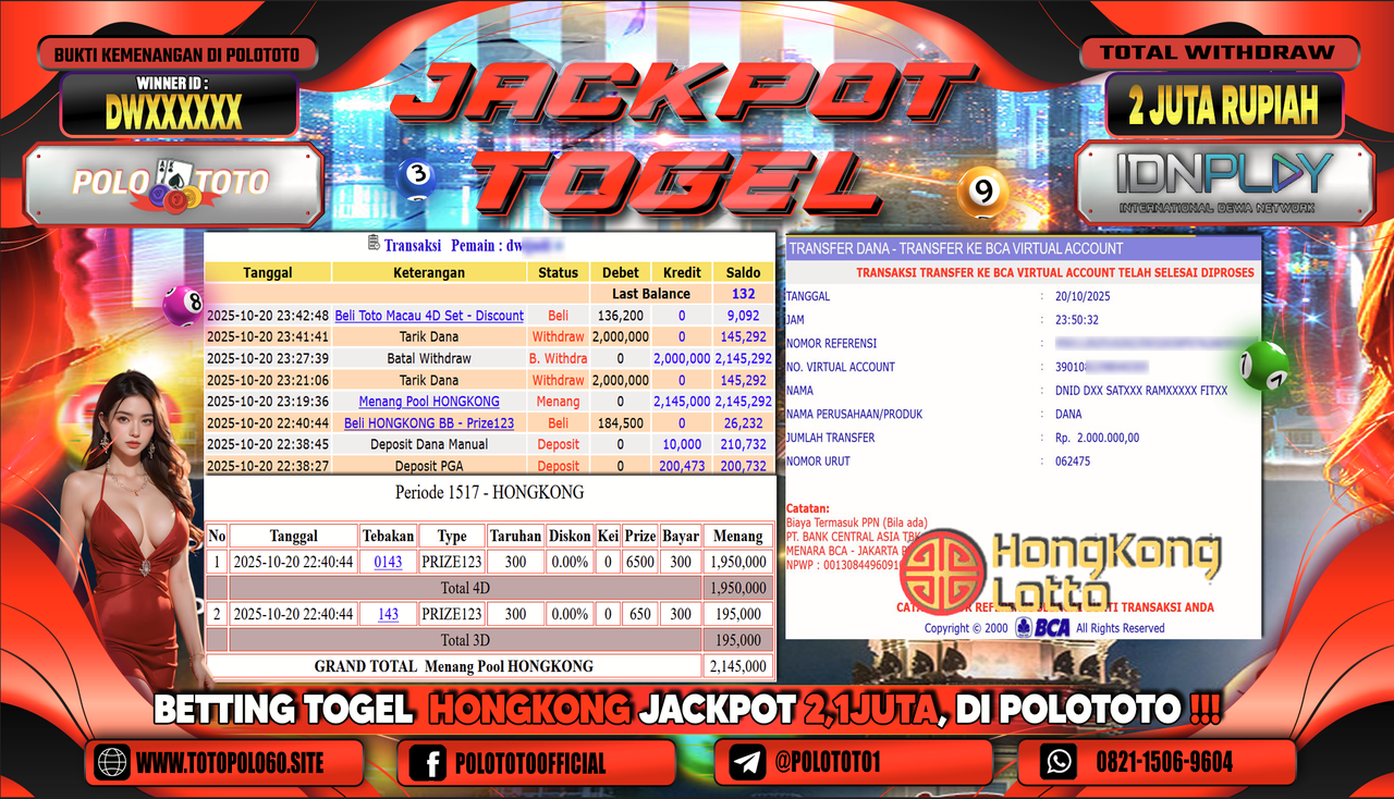 POLOTOTO JACKPOT TOGEL HONGKONG LOTTO Rp.2.000.000,-