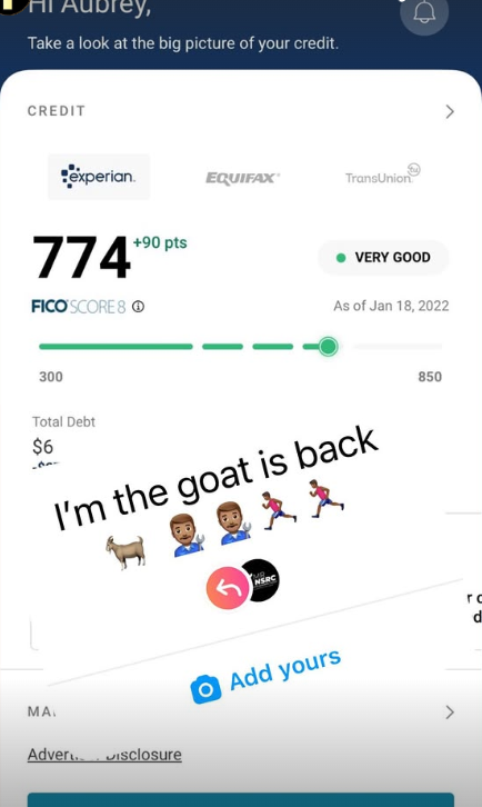 Credit Repair Result