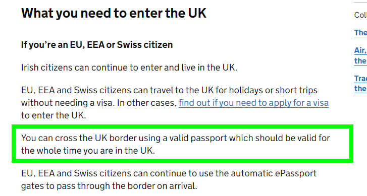 Cruzar la frontera del Reino Unido con un pasaporte válido - ¿Hace falta el pasaporte para viajar al Reino Unido? Visados