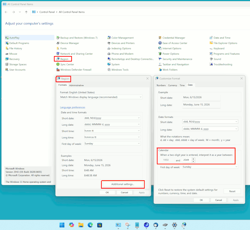 Win11 region control panel 2049