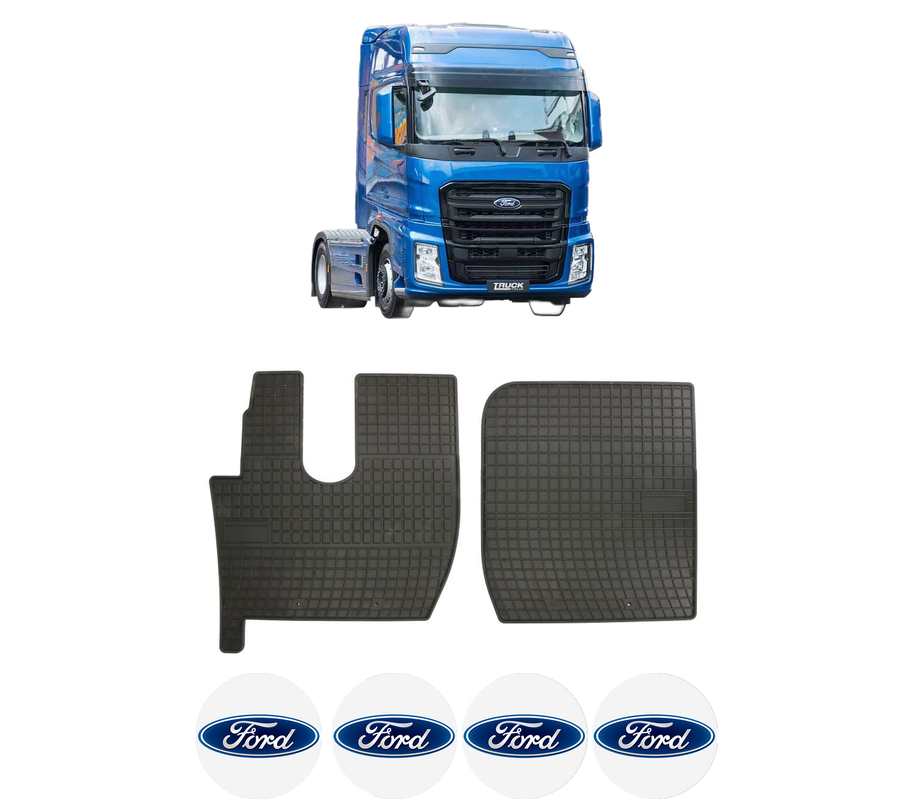 Set covorase presuri FORD F-MAX din 2018, auto, din cauciuc thermoplastic, 4 Stickere auto cu FORD