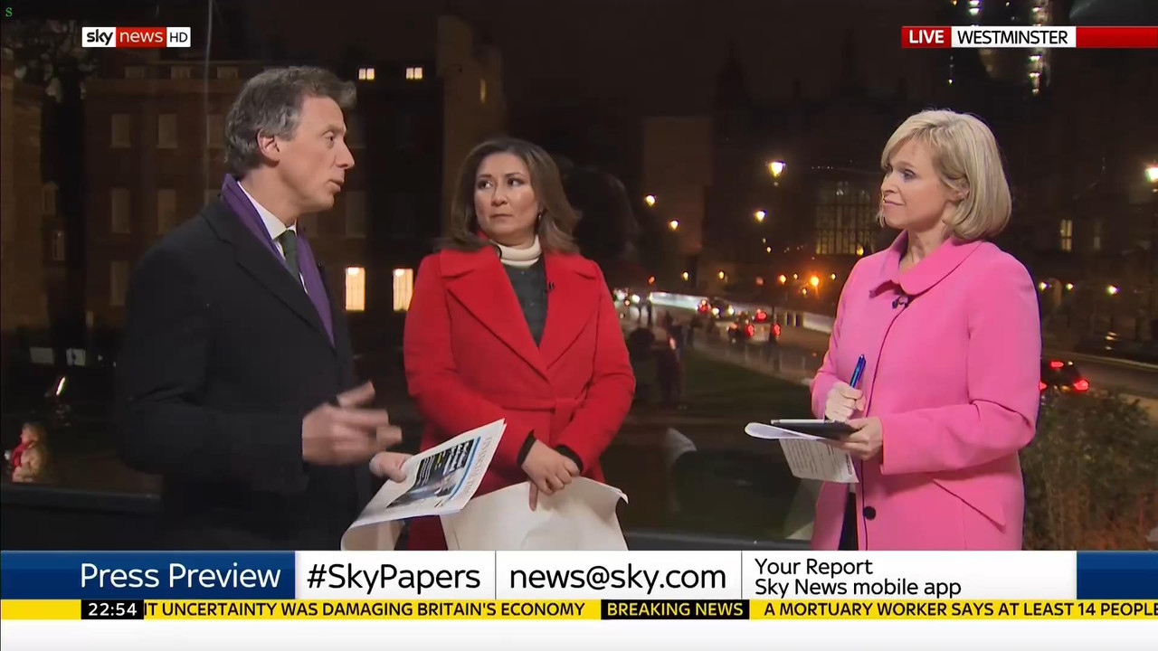 15 January - 22.00.00 - Sky News At 10. Anna Botting with the ma