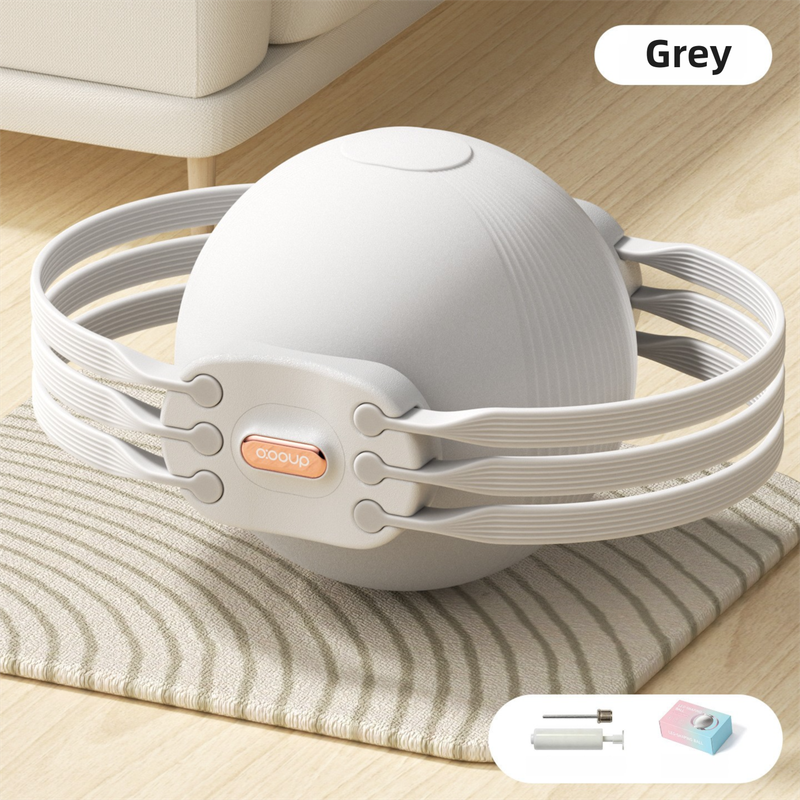 Grey 3-Level Resistance Pelvic Floor & Inner Thigh Trainer - Multi-Function Kegel Exercise Set with 25cm Yoga Ball & 3-Pair Resistance Rope