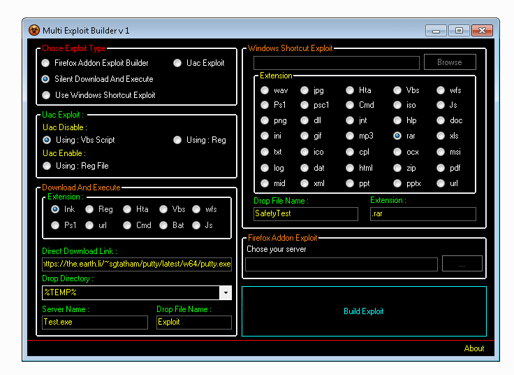 Multi Exploit Builder V1 Bypass UAC and windows defender