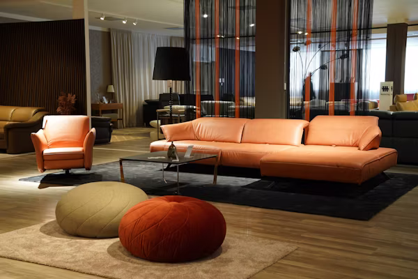 Stylish interior with a comfortable sofa.