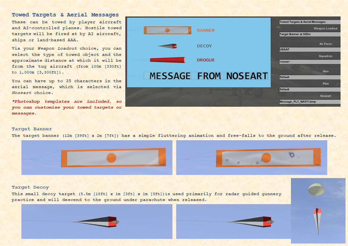 Towed Targets & Aerial Messages for all IL2 aircraft
