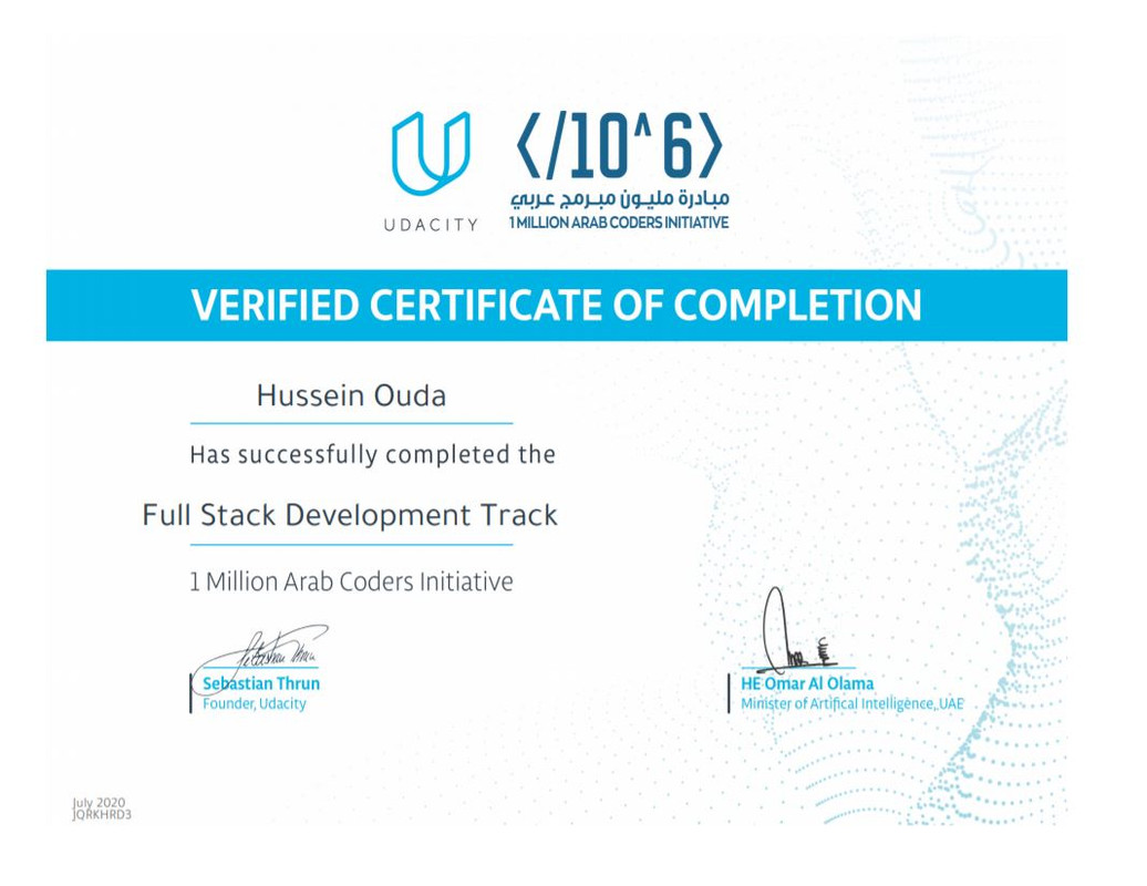 Full stack development Certificate
