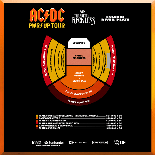 Mapa del estadio con precios