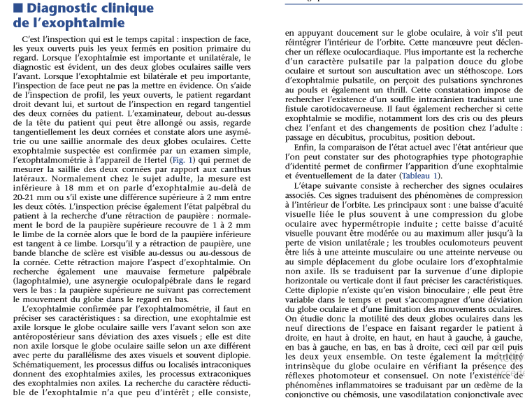 Diagnostic clinique de l'exophtalmie