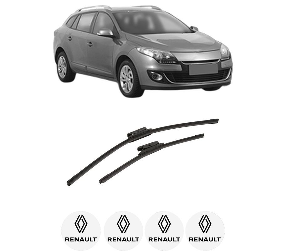 Set stergatoare auto RENAULT MEGANE III Combi Van (KZ0/1) din 2009-2015, pentru parbriz auto, 2 bucati, Bosch Aerotwin, din cauciuc siliconat rezistent, 4 Stickere Auto RENAULT