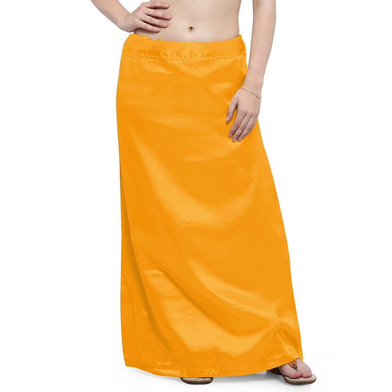 Women's Satin Petticoat Saree Underskirt Sari Underwear Free Size  Adjustable (White)