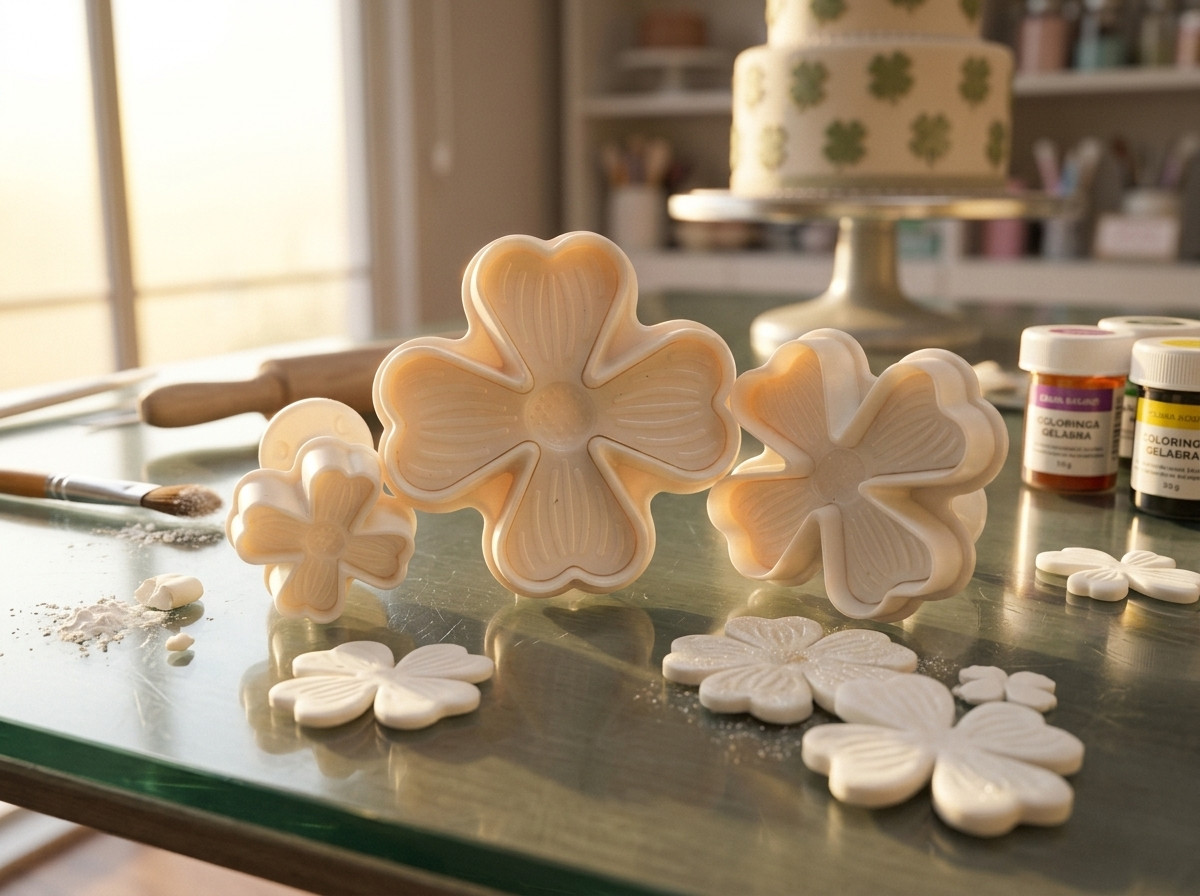 Molde expulsor para decorar fondant trebol