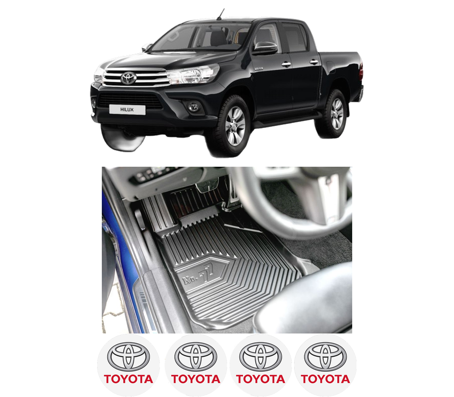 Set covorase presuri TOYOTA HILUX VIII Pickup (_N1_) din 2015-2020, auto, din cauciuc thermoplastic, 4 Stickere auto cu TOYOTA