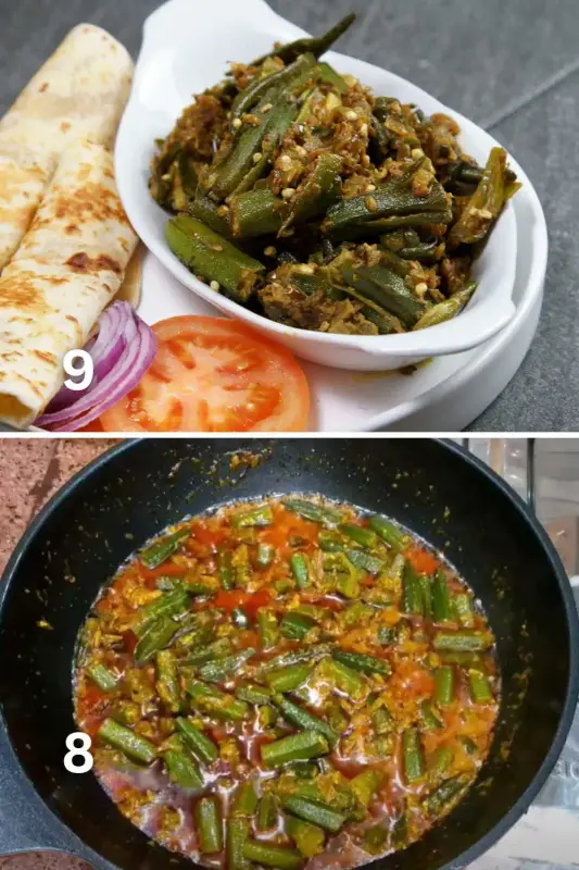 cooking bhindi masala for 3 mint after 3 mint ready to serve bhindi