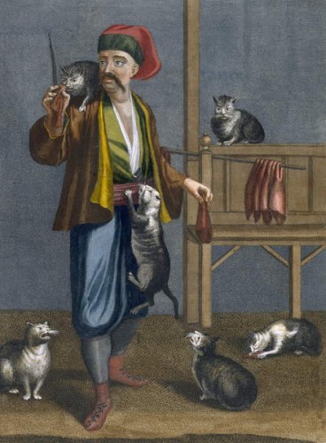 Jean-Baptiste-Vanmour-Cat-feeder-plate-from-Collection-of-One-Hundred-Prints-Representing-the-Diff