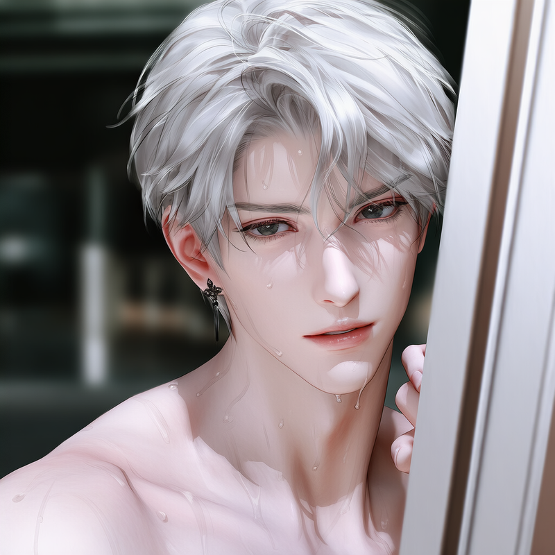 靠在门上看着你