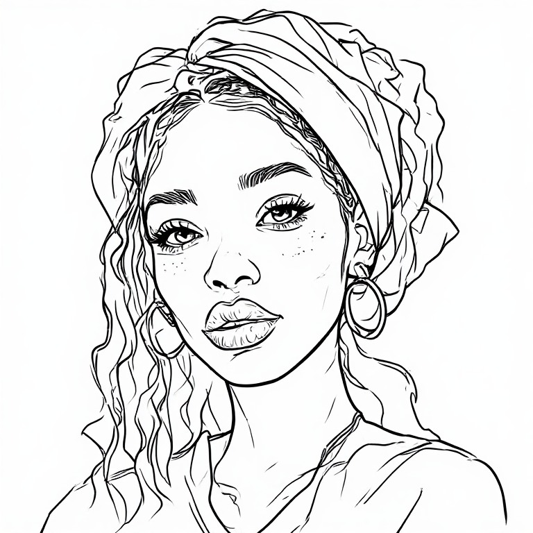 GTA-s-ebony-girl-Line-drawing