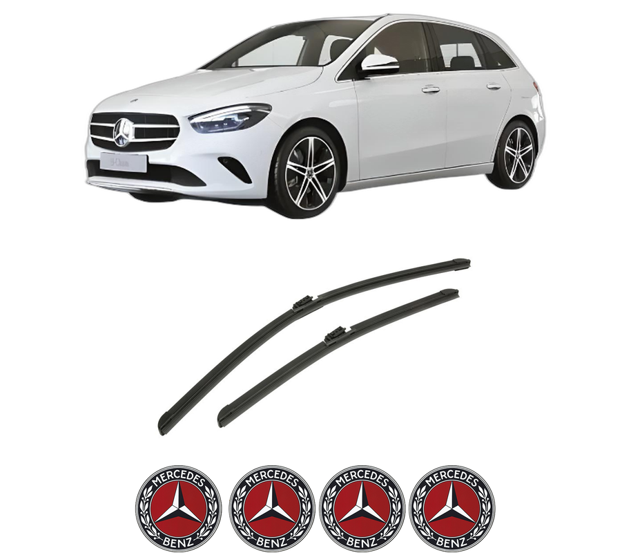 Set stergatoare auto MERCEDES-BENZ B-CLASS Sports Tourer (W247) din 2018-2022, pentru parbriz auto, 2 bucati, Bosch Aerotwin, din cauciuc siliconat rezistent, 4 Stickere Auto MERCEDES-BENZ