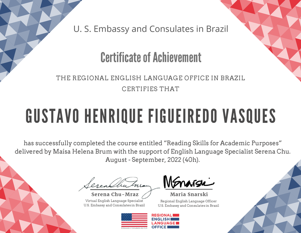 Gustavo Henrique Figueiredo Vasques - (Phase IV) Certificates for Reading Skills for Academic Purpos