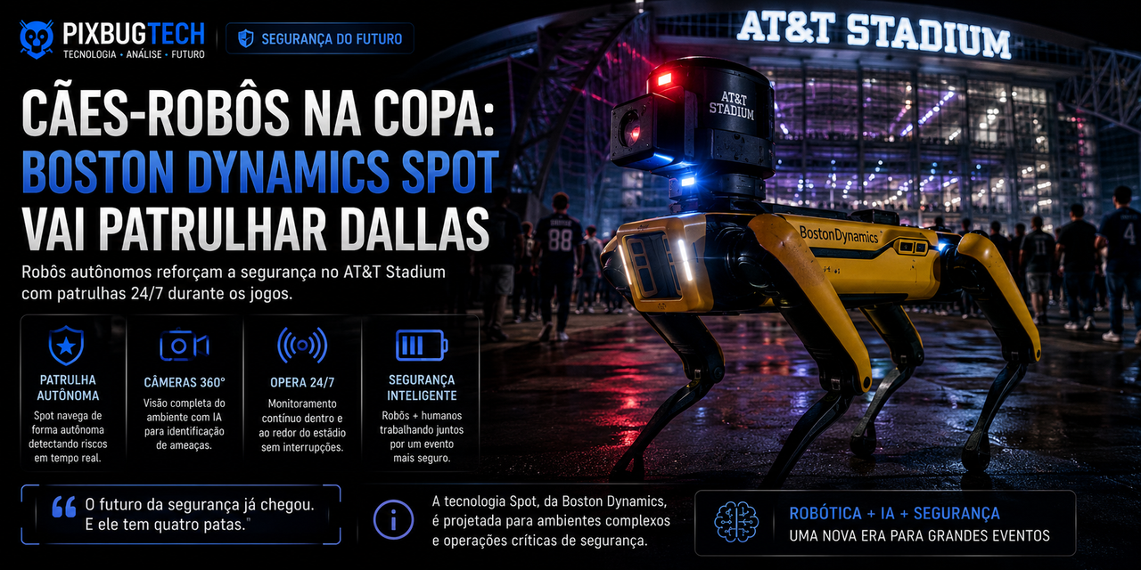 Cães-Robôs na Copa: Boston Dynamics Spot Vai Patrulhar Dallas de Forma Autônoma