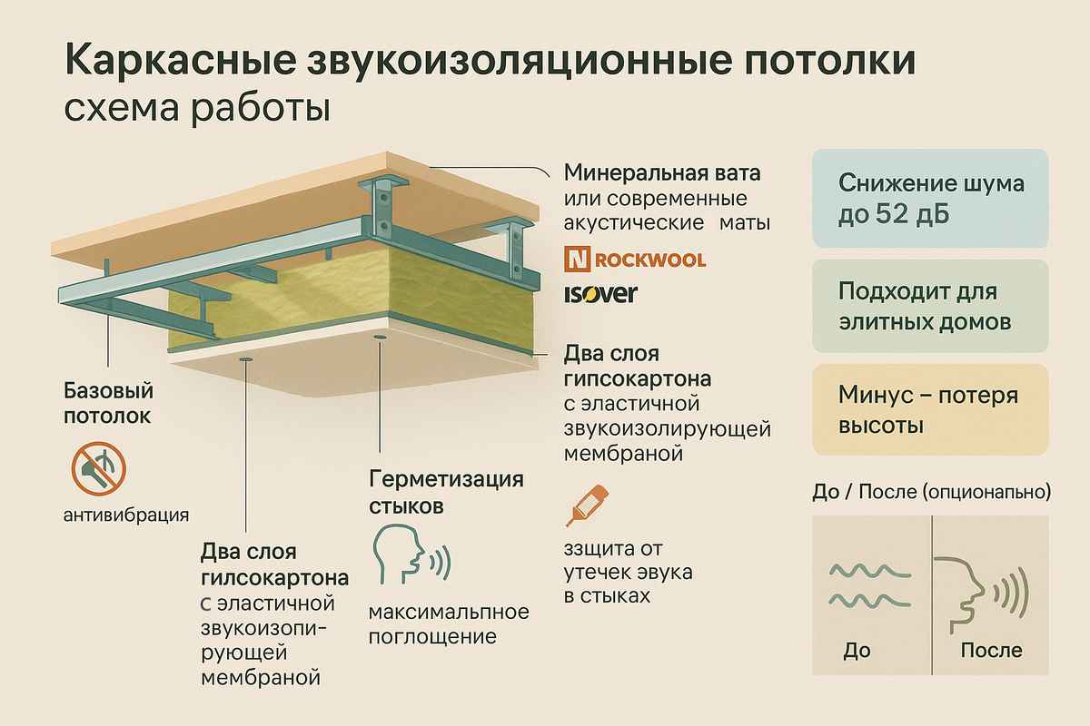 Как сделать шумоизоляцию потолка