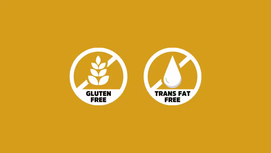 Selos de produto vegano, sem glúten, sem lactose e sem gordura trans