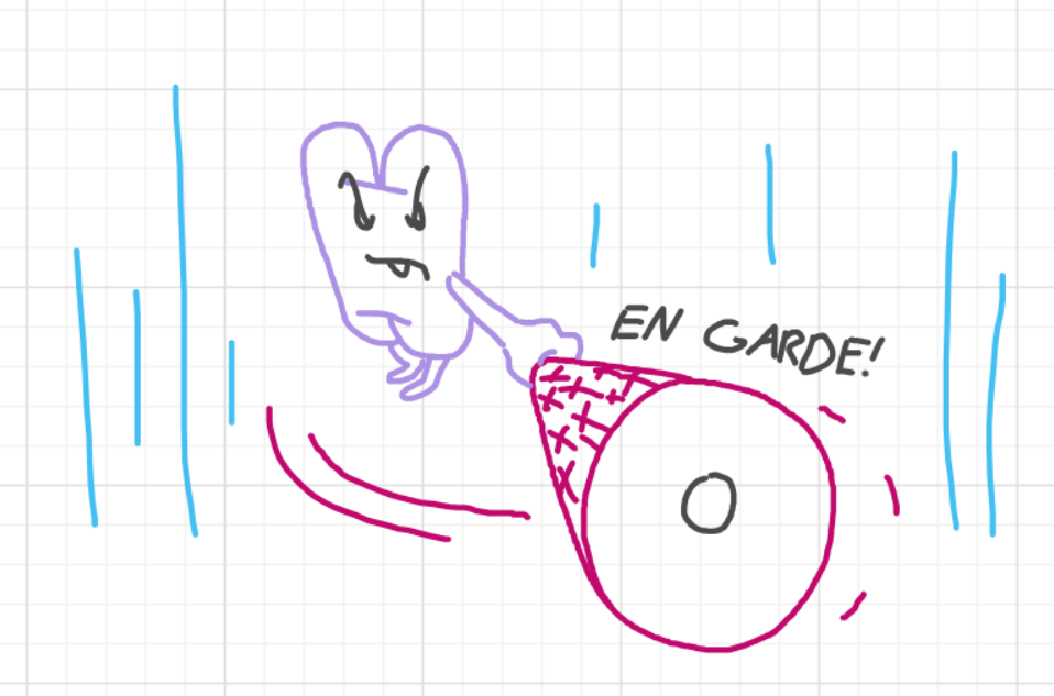A panel from You're In Danger, Boy, episode seven of the Board Boards object show by Furretwalk/WalkingFurret.