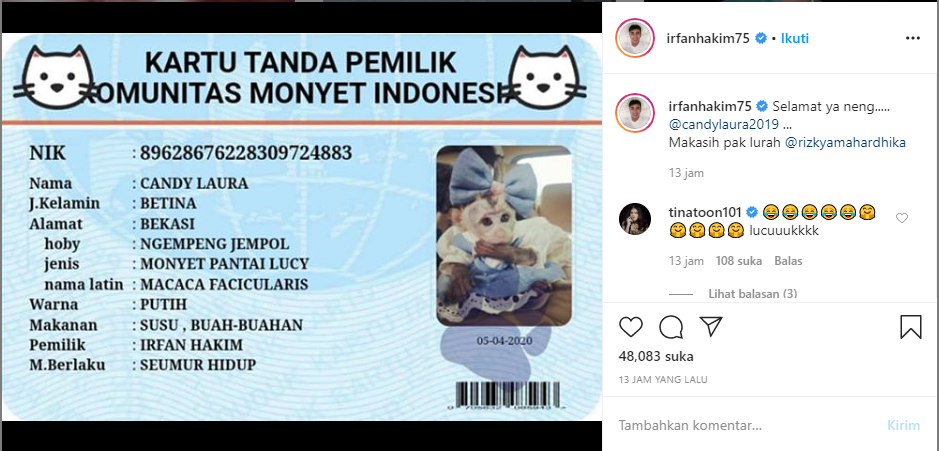 KTP monyet Irfan Hakim
