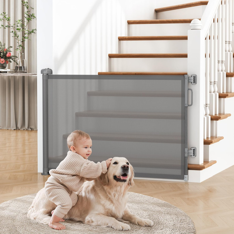 Retractable Baby & Dog Gate 55in Wide 34in Tall