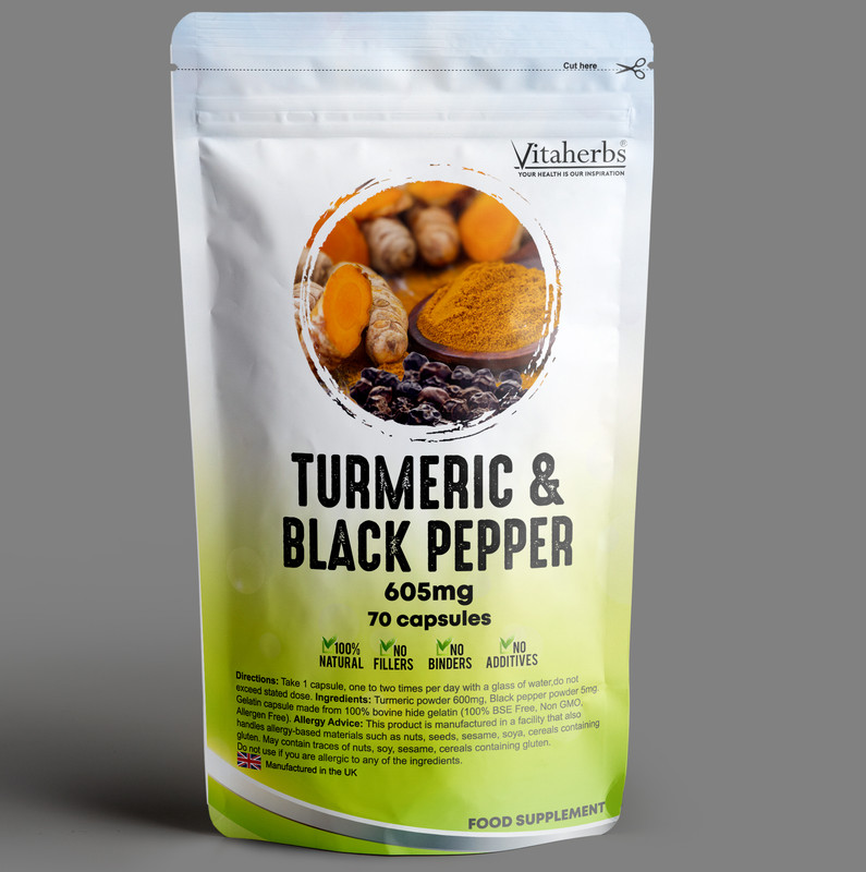 Turmeric & Black Pepper capsules 605mg Inflammation Liver Health