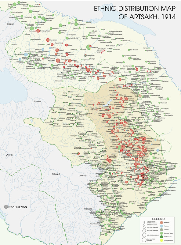 Ethnic distribution map of Artsakh(Nagorno Karabakh) 1914