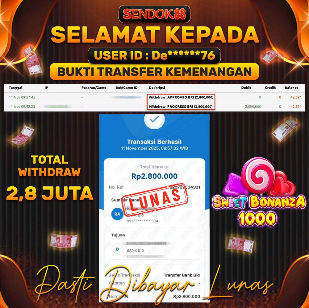 SENDOK88 JEPE! SWEET BONANZA 1000 Rp 2.800.000,- LUNAS!