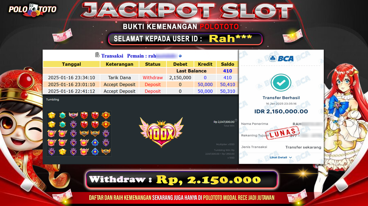 POLOTOTO JACKPOT SLOT STARLIGHT PRINCESS 1000 Rp.2,150.000,-