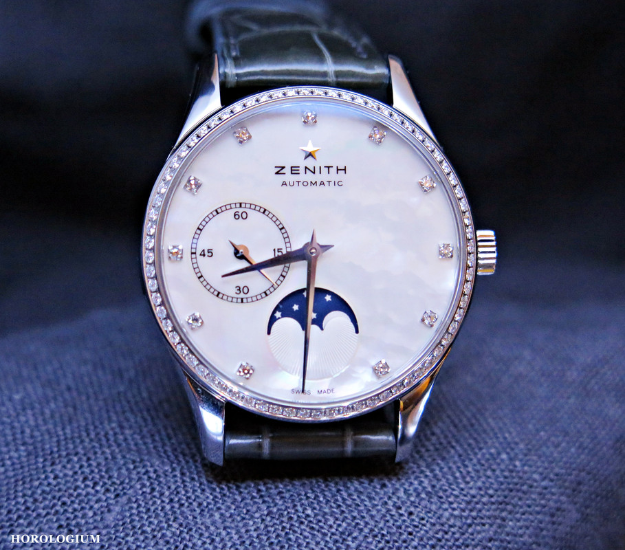 Zenith Elite Lady Moonphase 36 mm - Steel - Alligator Strap