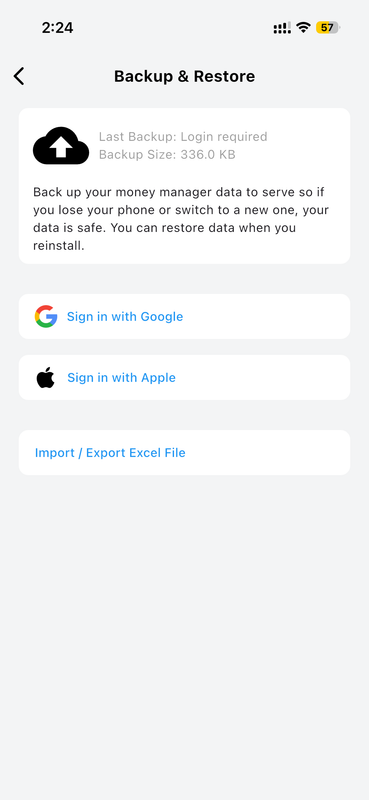 Sign In to Enable Backup
