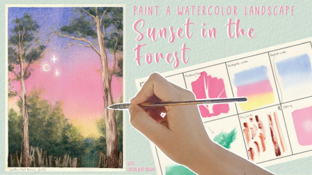 Paint a Watercolor Landscape: Sunset in the Forest