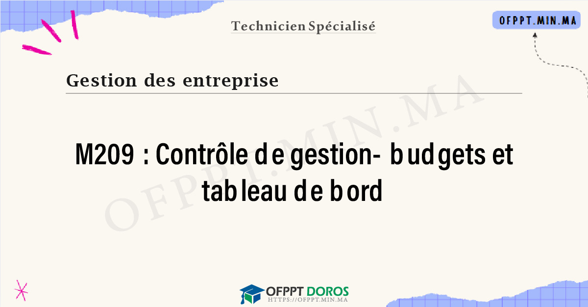 Sommaire détaillé du cours Contrôle de gestion- budgets et tableau de bord M209 OFPPT - Structure du module