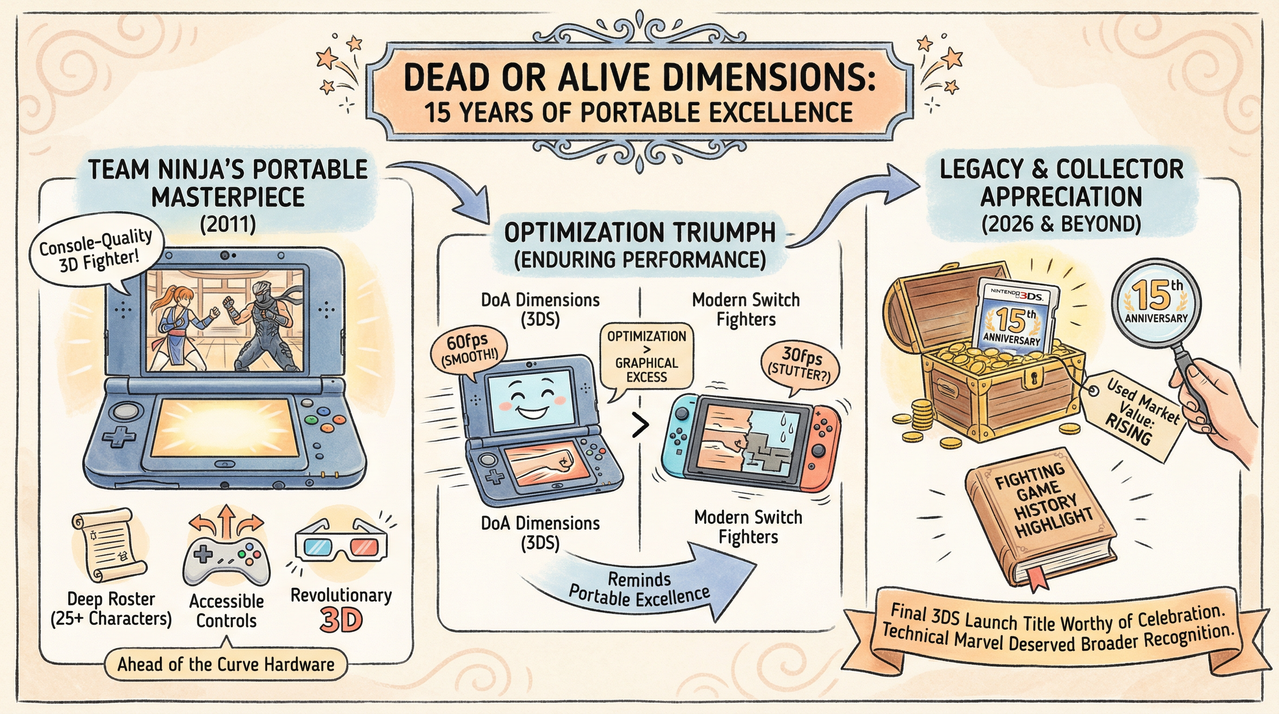 Nintendo 3DS handheld displaying vibrant 3D fighting game action
