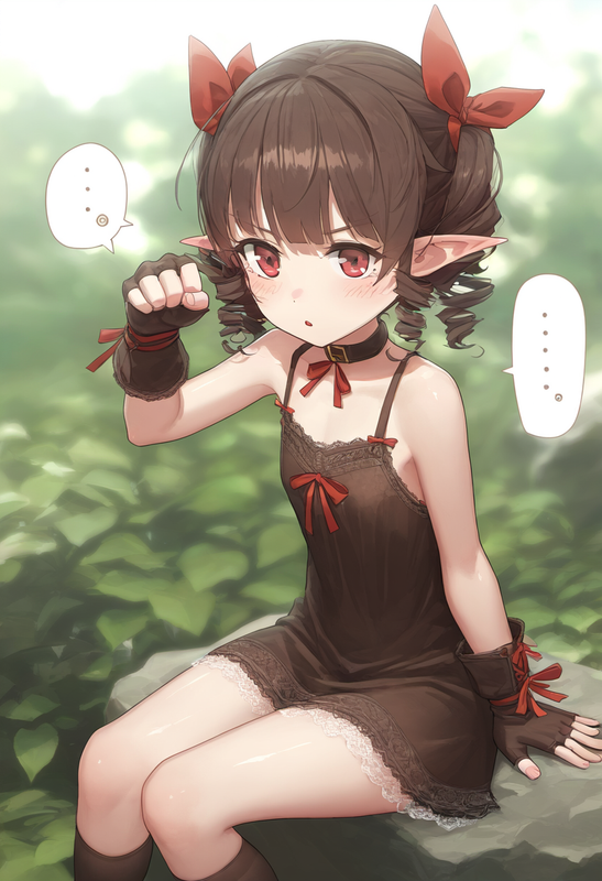 depth of field, 1girl, scenery, portrait, dark elf, pointy ears, red eyes, tarem s-1669886399