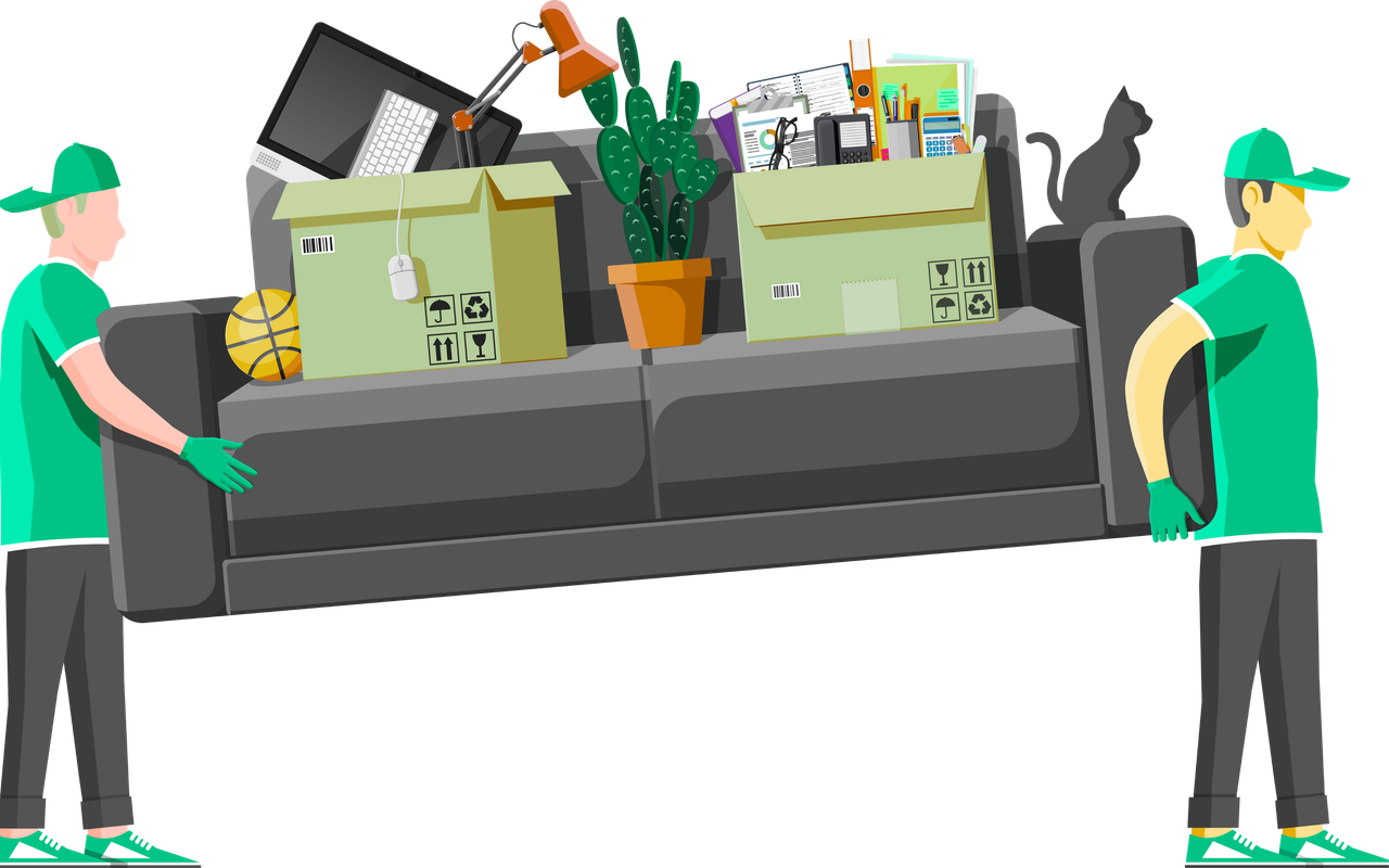 Professional cleaner with cleaning supplies
