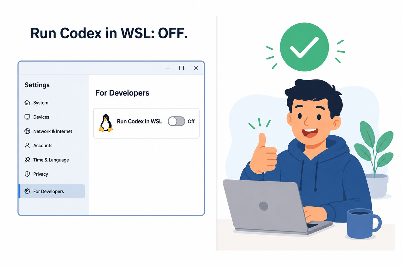Codex VS Code extension token exchange failed fix WSL toggle